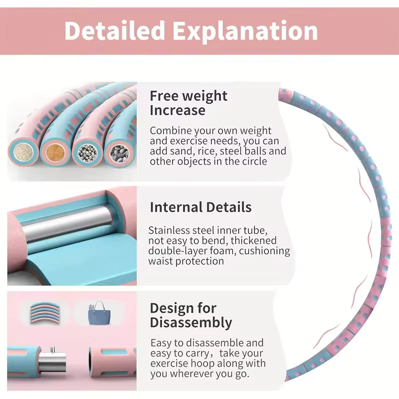 Adjustable 6-Section Foam Exercise Hoop